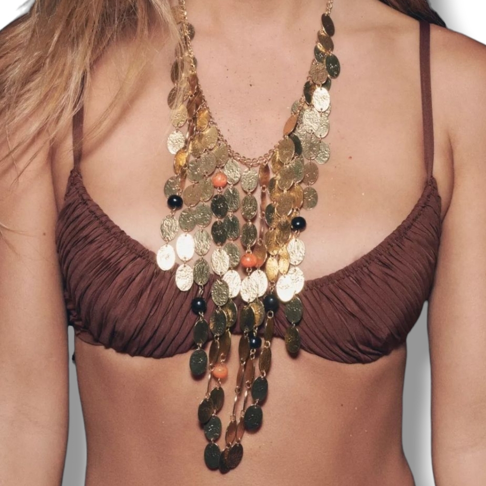 Zara Gold and Black Statement Necklace